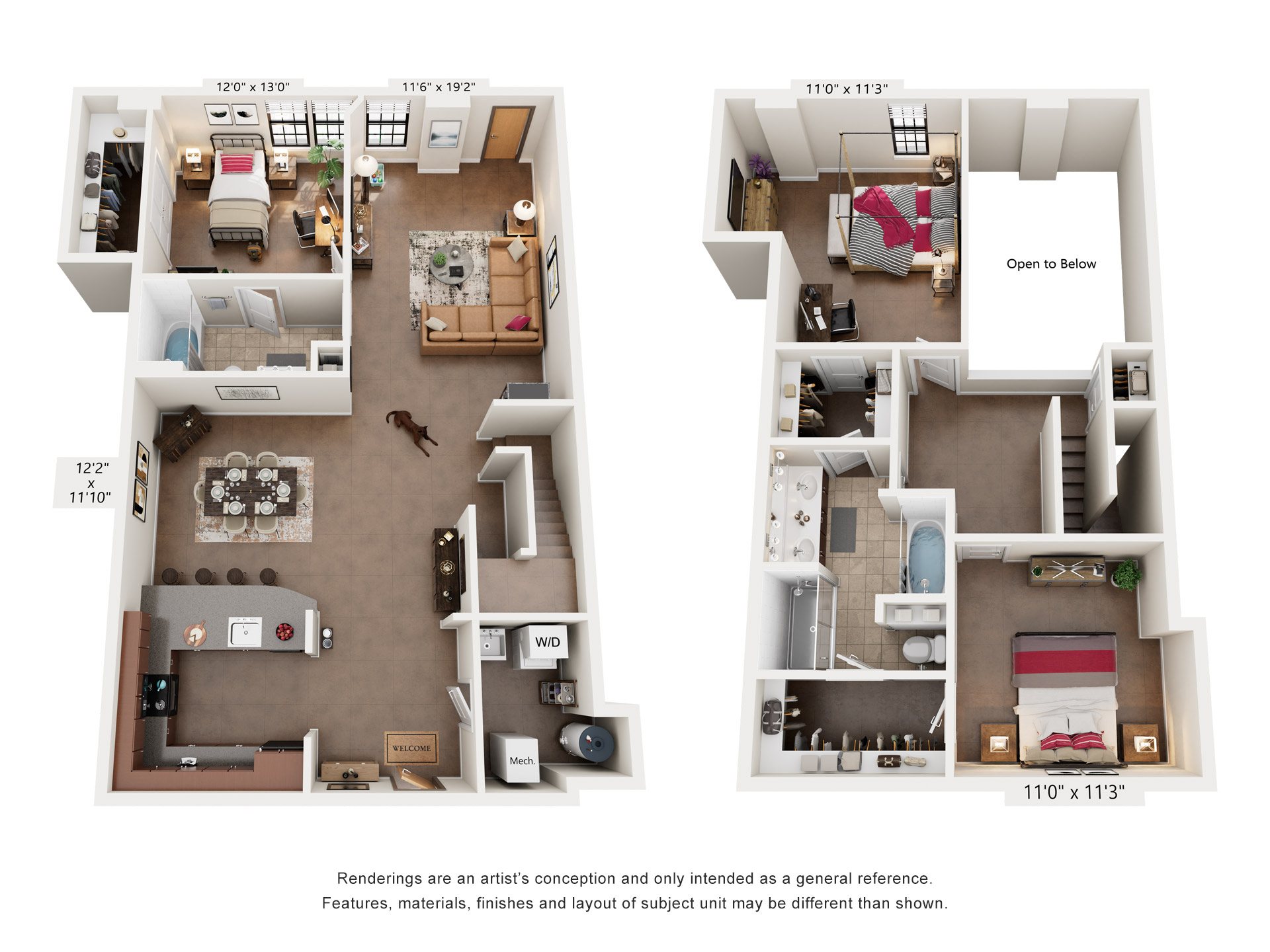 Floor plan for 3 beds, 2 baths, 2003 sqft